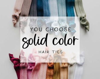 YOU CHOOSE | Solid Color Elastic Hair Ties, Bulk Wholesale Assorted Solid Color Hair Ties, Pick Your Colors Creaseless Elastic Hair Ties