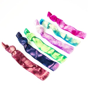Tie Dye Hair Tie Set | Creaseless Elastic Hair Ties, Tie Dye Birthday Party Favor, Trampoline Park Favors, Retro Skating Party Goodie Bag