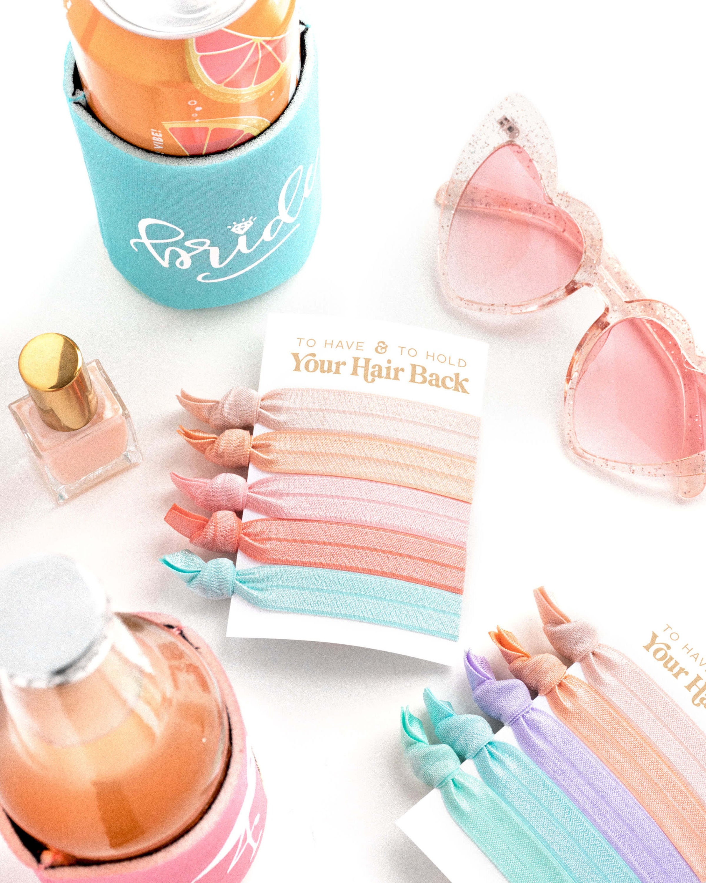 Retro Bachelorette Party Hair Ties, Pastel Palm Springs