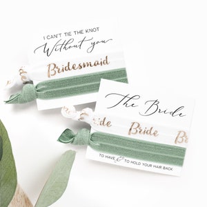 YOU DESIGN Hair Tie Bridesmaid Gift | Sage Green Bridesmaid Proposal Gift, Bridal Party Hair Tie Favors, Wedding Party Bridesmaid Hair Ties