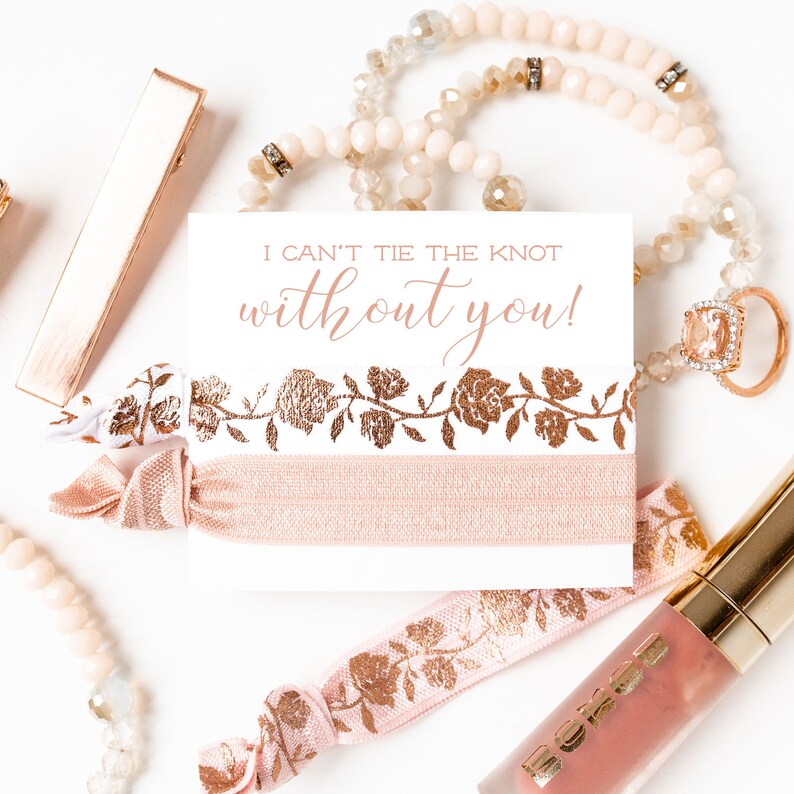 ROSE GOLD Hair Tie Bridesmaid Gift Bridesmaid Proposal Gift Etsy
