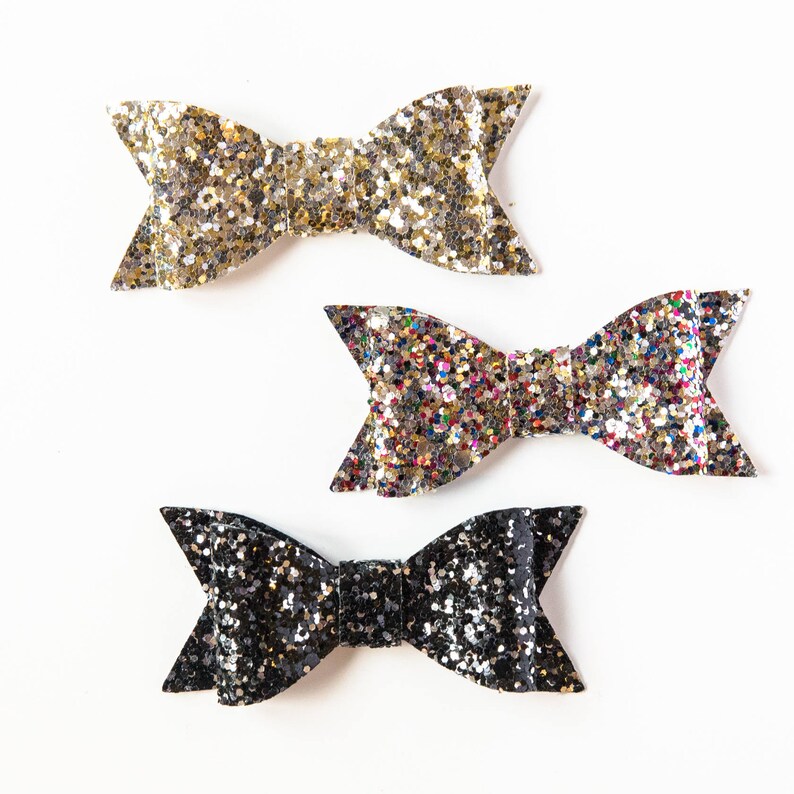 Confetti Bow Headbands Confetti Glitter Bow Headbands for Baby Toddlers Girls Birthday Photo Holiday Christmas New Years Eve Bow Headband