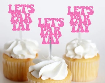 PAR-TAY Cupcake Toppers | Set of 12 Glitter Cupcake Picks, In My Birthday Era Party