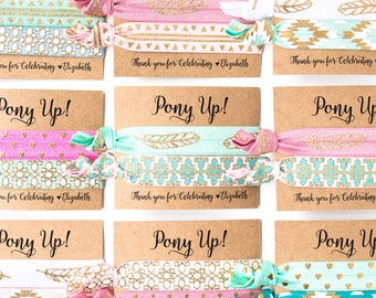 Girls Western Theme Birthday Party Hair Tie Favors | Pink Pony Cowgirl Hair Tie Favors, Little Girls Horse Farm Theme Birthday Favors