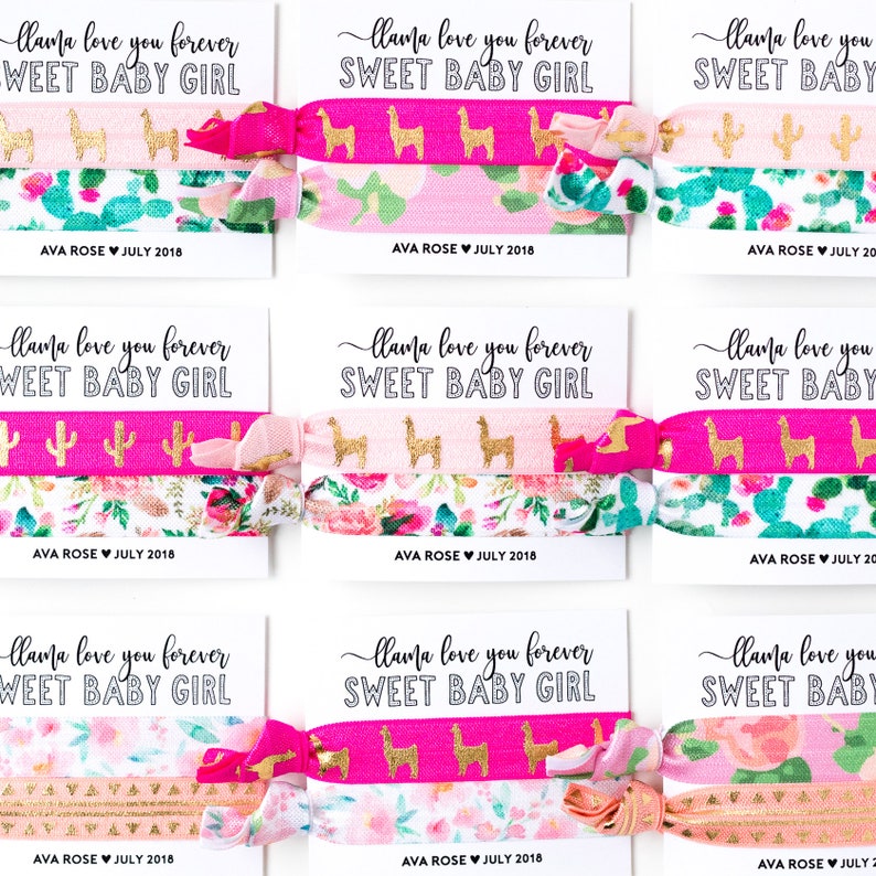 LLAMA Love You Forever Baby Girl Shower Hair Tie Favor Gift Etsy