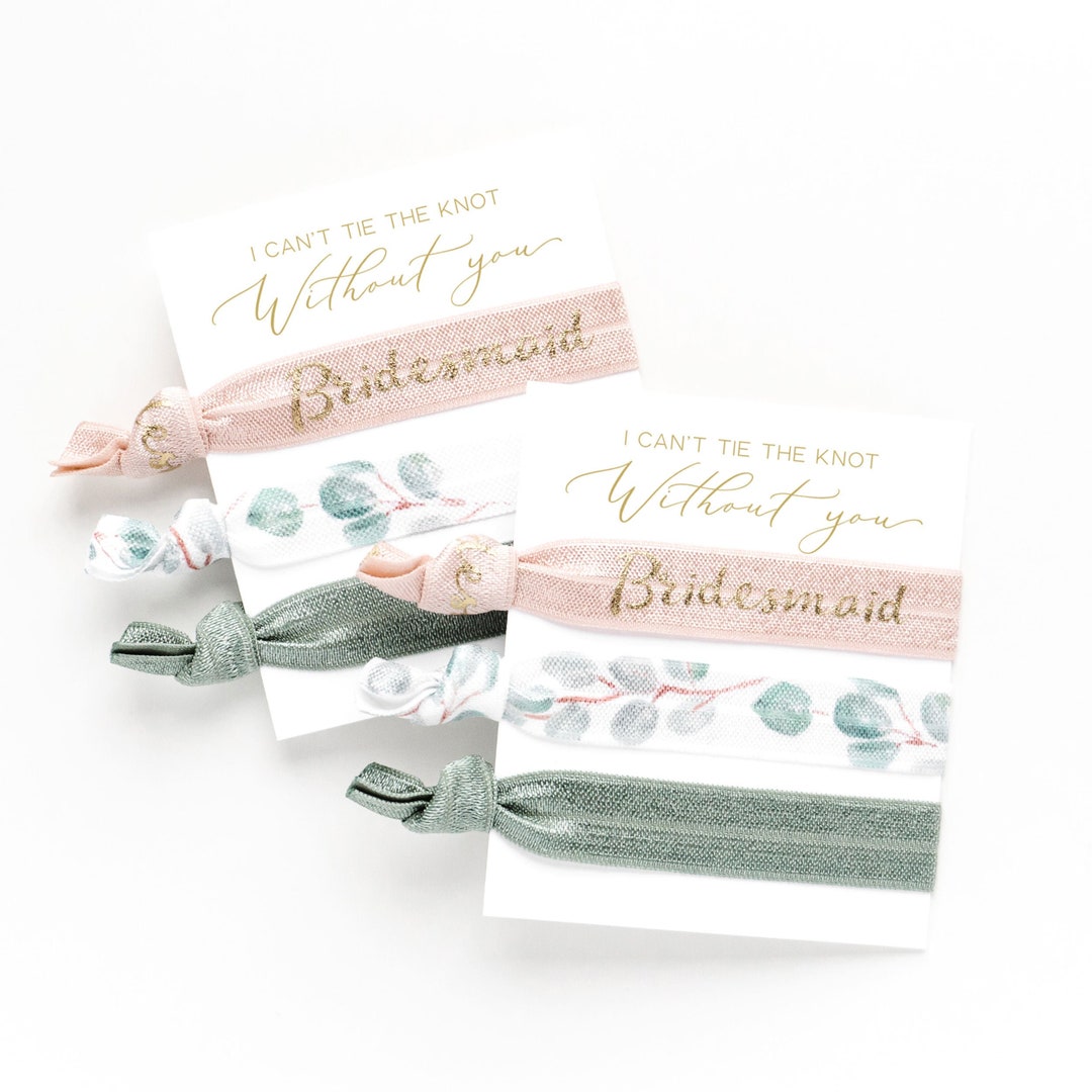 YOU DESIGN Bridesmaid Proposal Hair Tie Gifts, Dusty Sage Eucalyptus