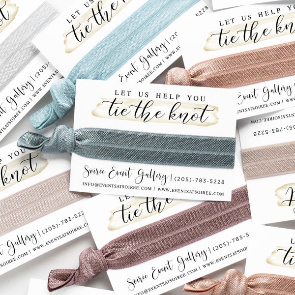 CUSTOM Promotional Bridal Show Hair Tie Favors | Event Handouts Promos Gifts for Wedding Pros + Planners, Let Us Help You Tie The Knot