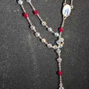 Rosary Red and Aurora Borealis (Clear and Red Round)