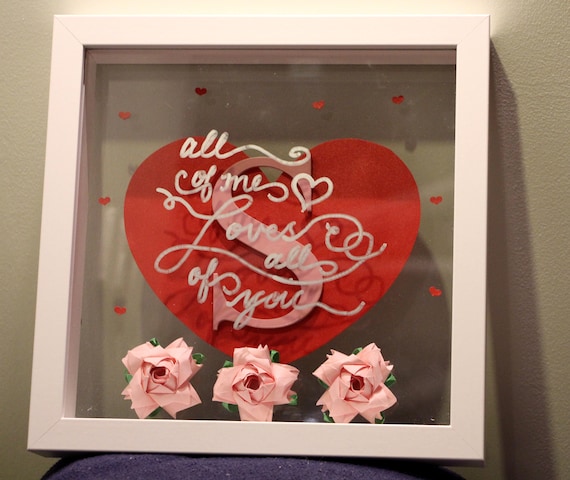 1st Wedding Anniversary Gift Framed Personalised Origami Paper Heart