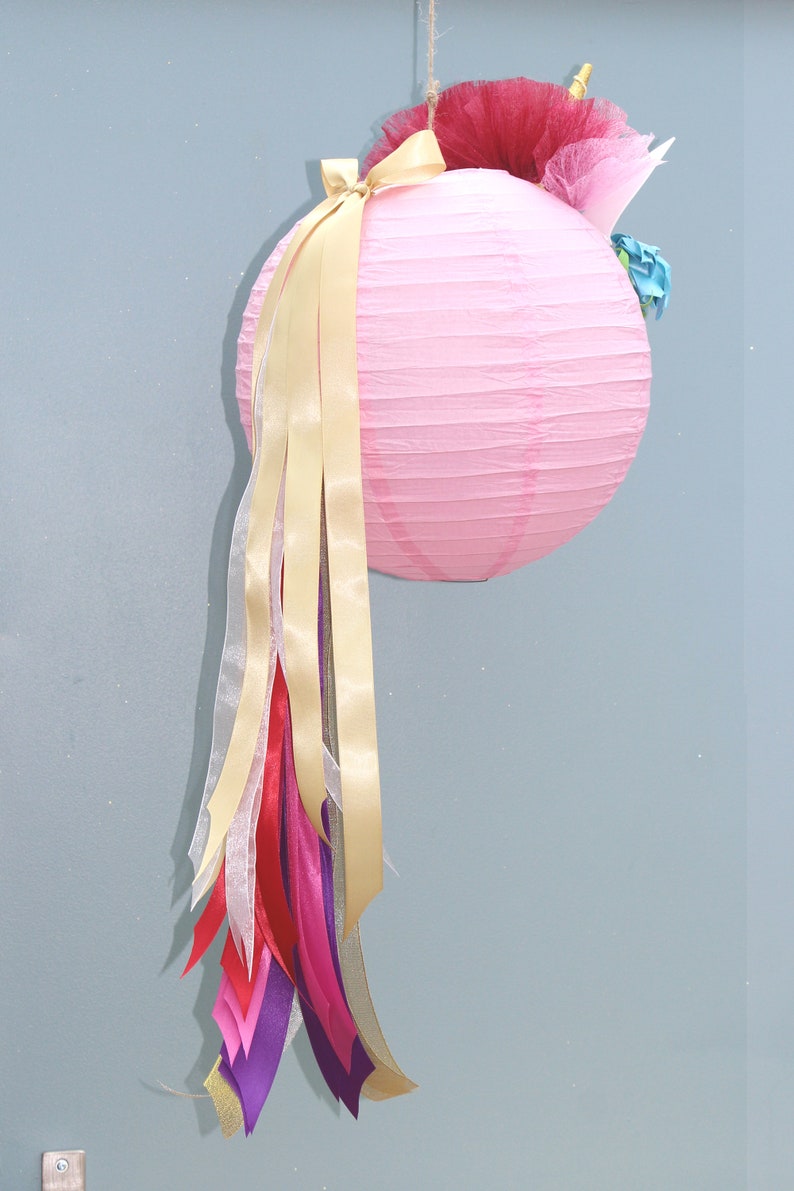 Pink unicorn lightshade, lampshade, paper lantern gold horn & pearl rose girl's bedroom decoration, baby nursery, birthday party present image 6