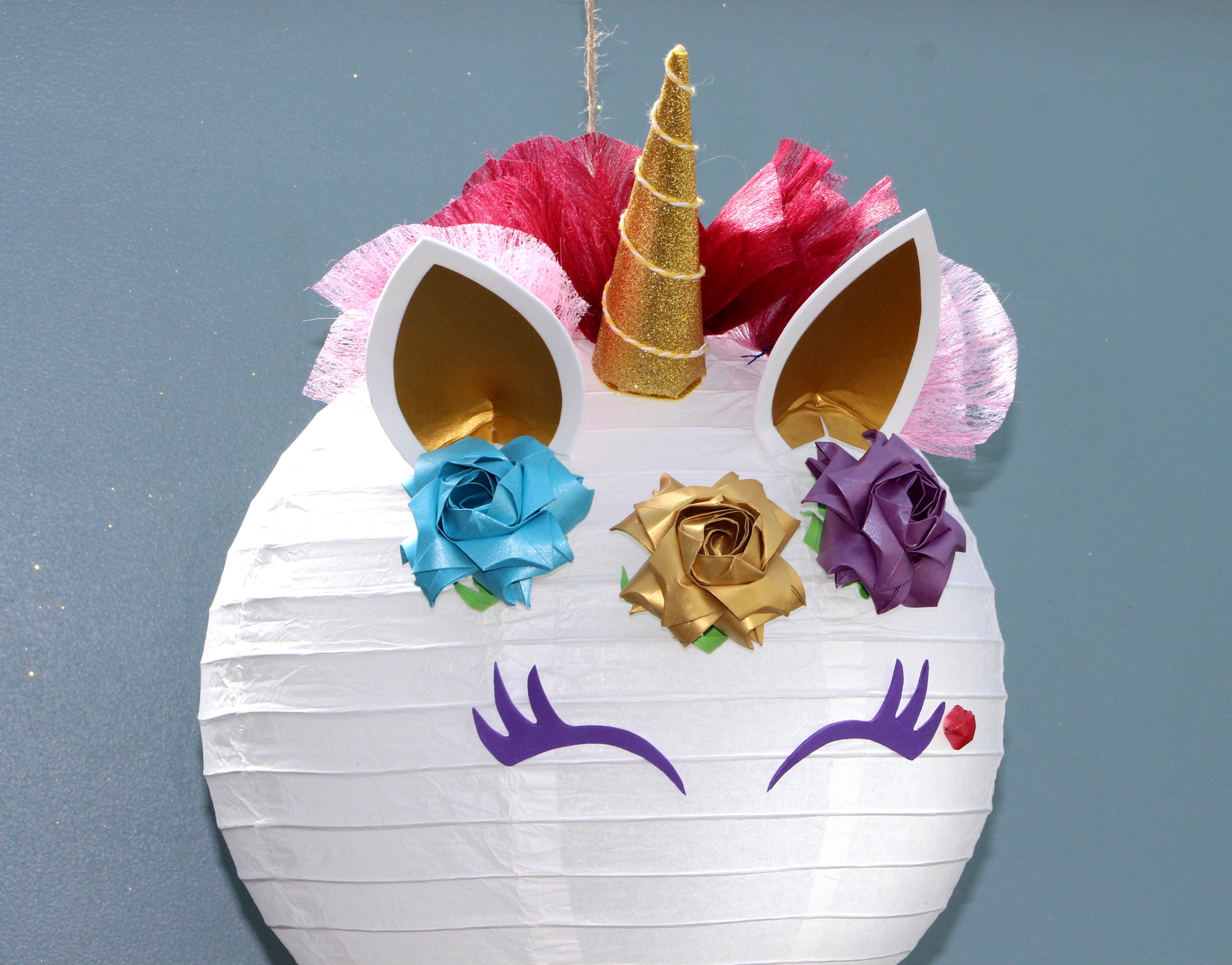 White Unicorn Lampshade, Paper Lantern Birthday Present, Party