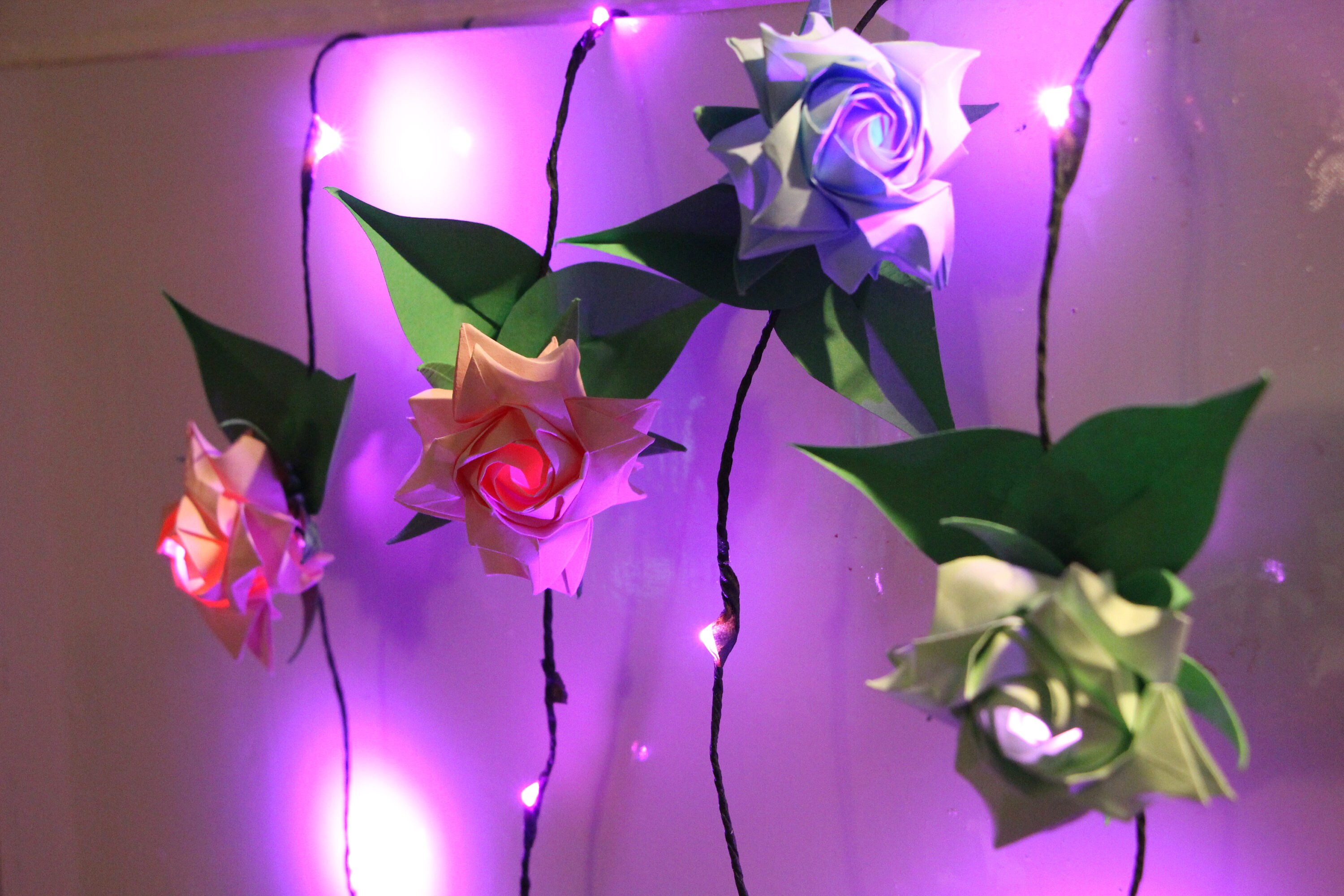Origami Paper Flower Rose Fairy Light Garland Girl's Etsy