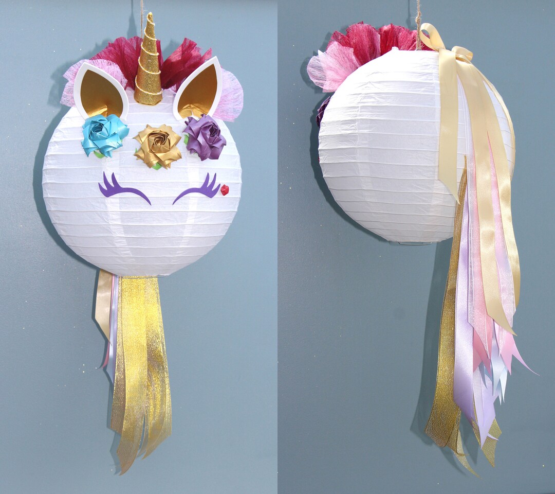 White Unicorn Lampshade, Paper Lantern Birthday Present, Party