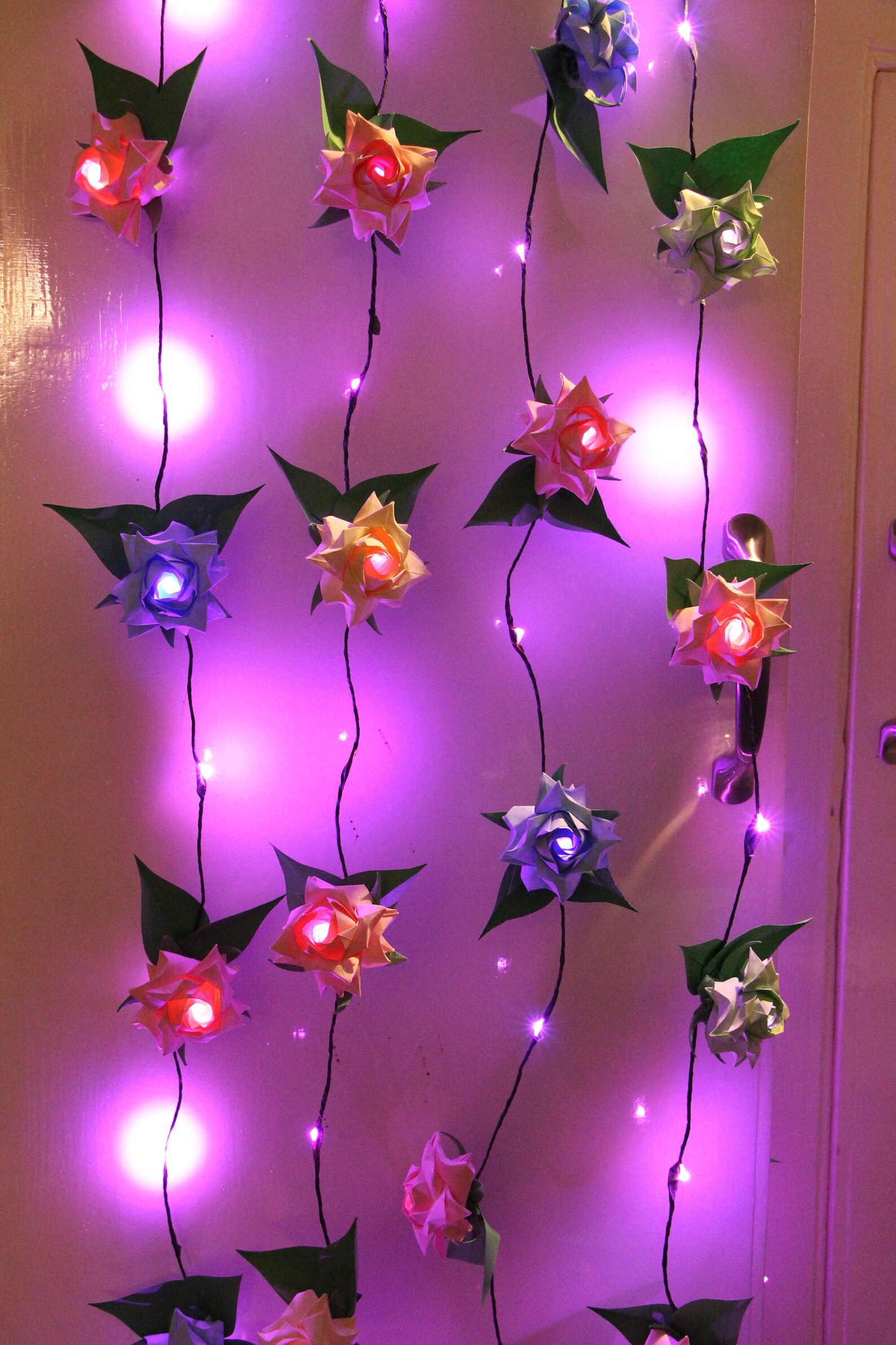 Origami Paper Flower Rose Fairy Light Garland Children Girl Etsy