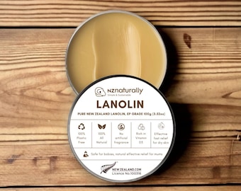 Pure NZ Lanolin - Pharmaceutical Grade (jars): 100g - 200g (new zealand, anhydrous, cosmetic, ep, cosmetic, grade, wool grease)