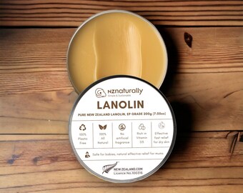 Pure NZ Lanolin - Pharmaceutical Grade (jars): 100g - 200g (new zealand, anhydrous, cosmetic, ep, cosmetic, grade, wool grease)