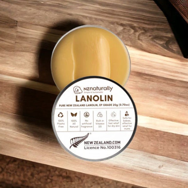 Lanolina pura de Nueva Zelanda - Grado farmacéutico 20 g (Nueva Zelanda, anhidra, cosmética, ep, cosmética, grado, grasa de lana)