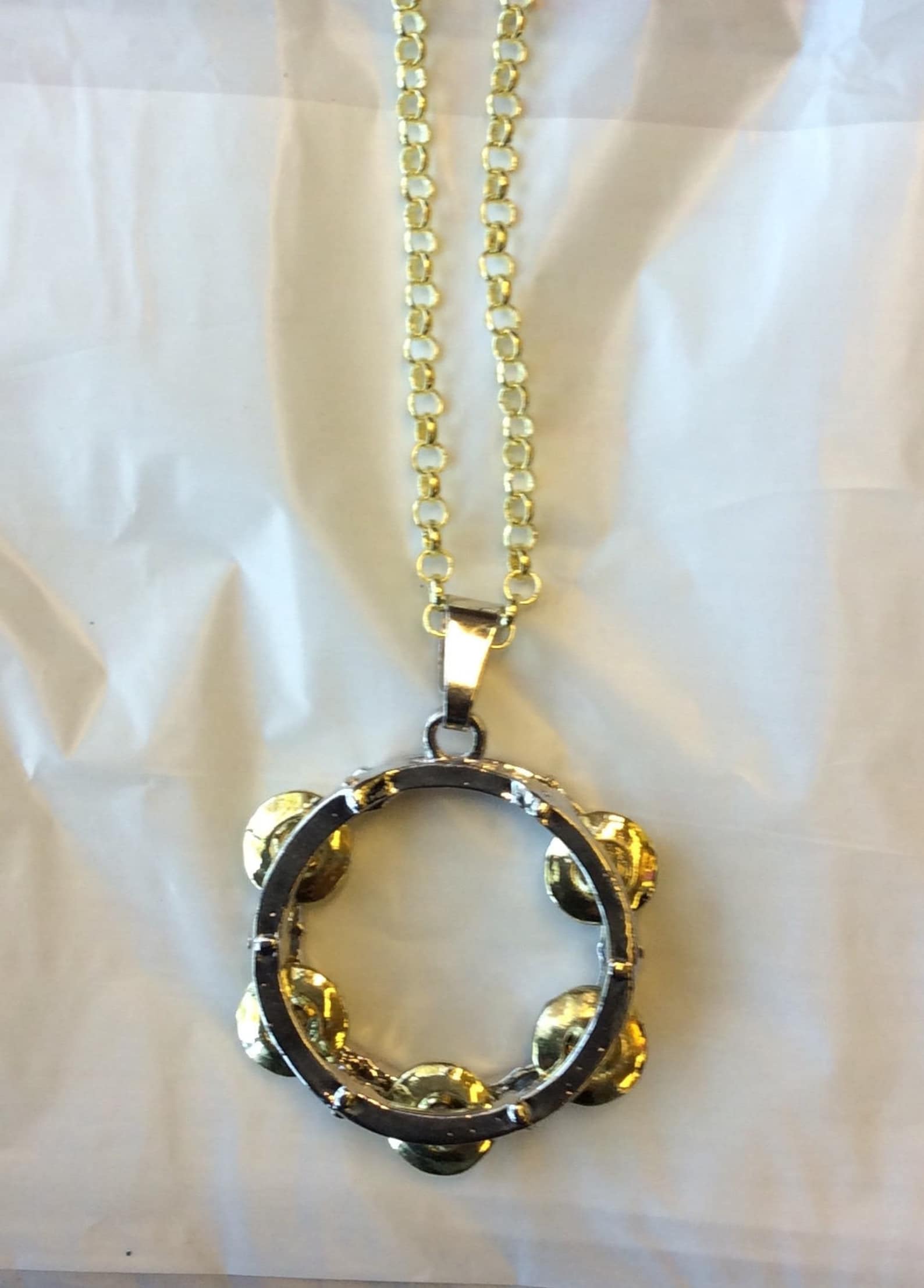 Silver Tambourine with Gold Jingles Tambourine Charm Fashion Etsy