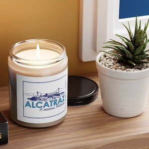 Alcatraz means pelican last podcast on the left candle, LPOTL 9oz aromatherapy candle, Henry Zebrowsky Alcatraz candle