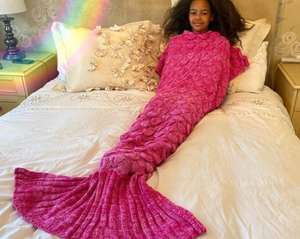 Personalised Mermaid Tail Blanket Crimson Bloom Siren Kids and