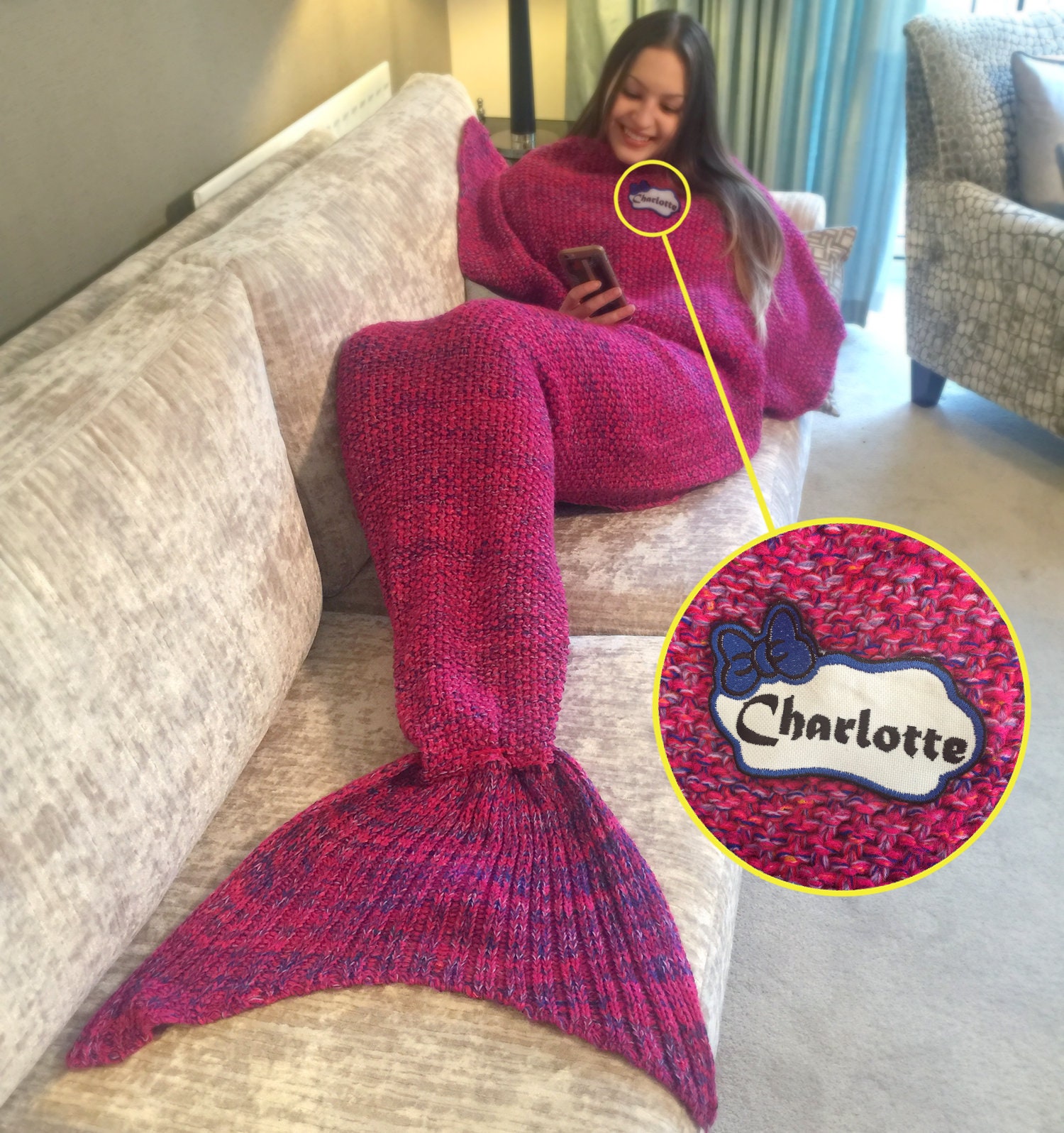 Personalised Pink Mermaid Tail Blanket Adult Kids Or Etsy