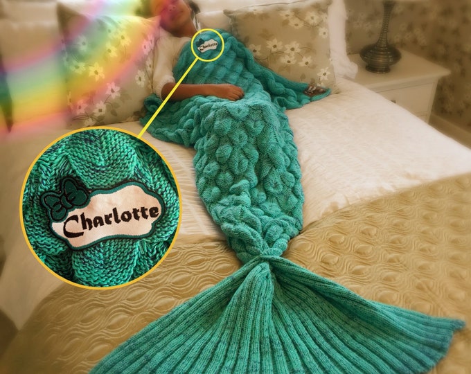 Personalised Mermaid Tail Blanket | Emerald Siren | Green | Gift
