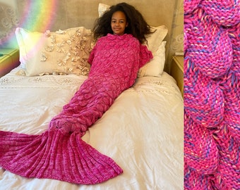 Personalised Mermaid Tail Blanket / Kids and Adults / Pink Scales / Fish Scales Pattern / Personalised Gift / Choose Name