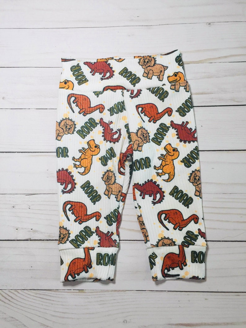 Dino boy leggings and hat, newborn Dino outfit, hospital baby outfit, Dino baby hat. image 2