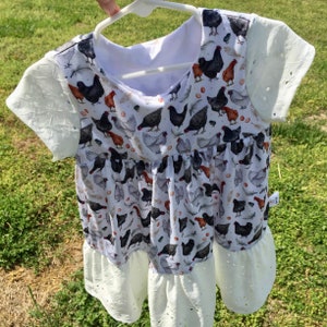 Chickens girls dress, summer dress, farm girls dress.