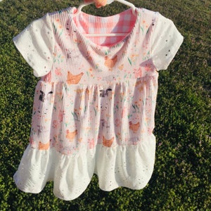 Farm Girls dress, Twirl dress, Chicken Toddler Dress, Farm animals dress.
