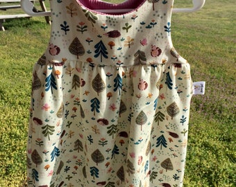 Organic Cotton girls dress, Twirl dress,  Spring hedgehog dress.