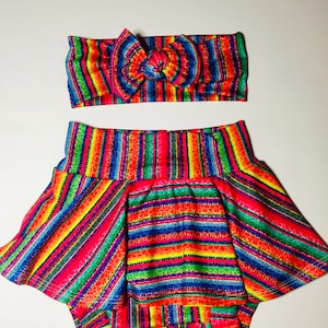 Serape Skirted Bummie, Fiesta Birthday outfit, Baby Mexican outfit. Serape toddler bummie.