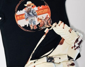 Little cowboy bodysuit, kids Cowboy outfit, western baby shirt. Rancher kids outfit