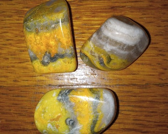 3 Jumbo Vibrant Bumblebee Jasper Tumbles