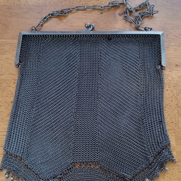 Vintage Black Metal Chainmail Purse Whiting & Davis Style