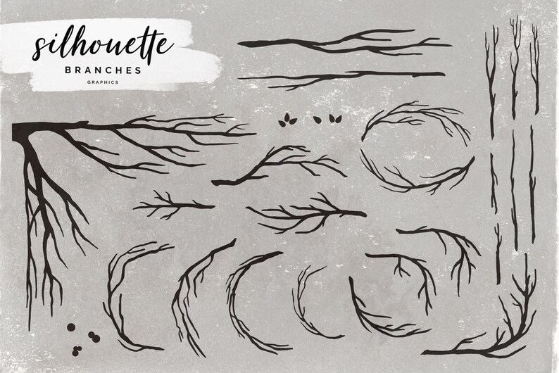 Silhouette Branch Vectors and PNG Elements - Etsy
