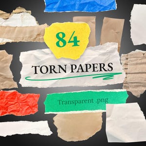 Collezione di carta strappata: 84 ritagli PNG per collage e design