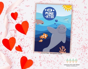 Print at Home Manatee Valentines - Instant Digital Download