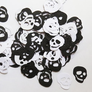 Black Glitter and White Confetti Skulls 1 Inch Choose Your Color/Colors Halloween Spooky Shape Party Table Scatter Diecuts Die Cuts Cards image 1