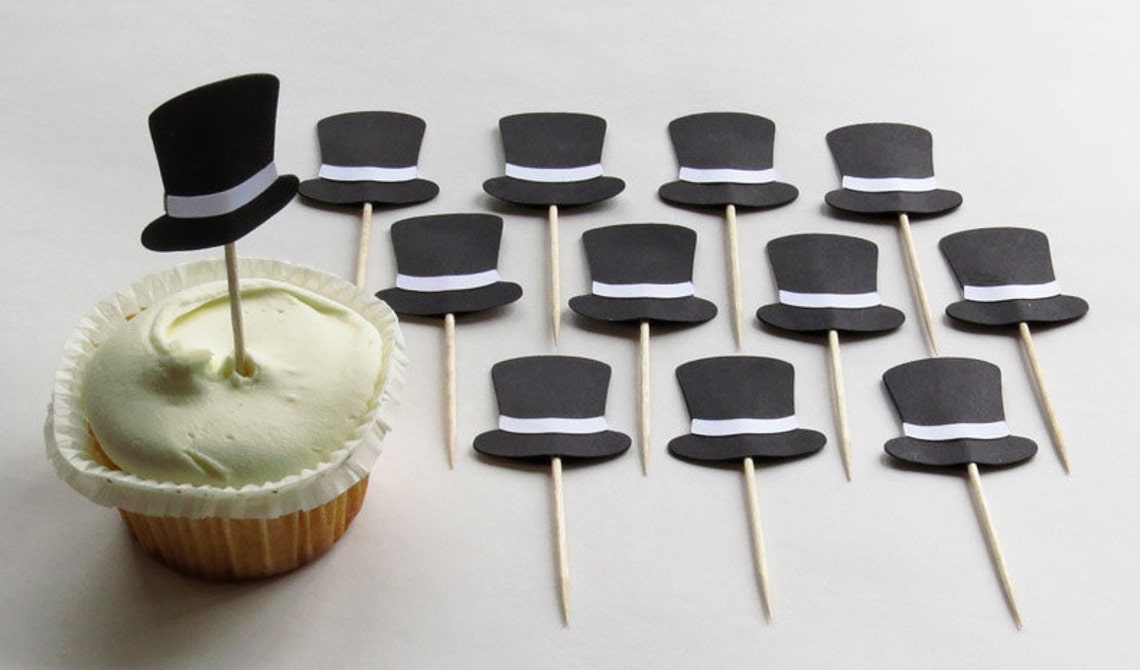 12 Top Hat Cupcake Toppers 1.5 Inch Choose Your Etsy