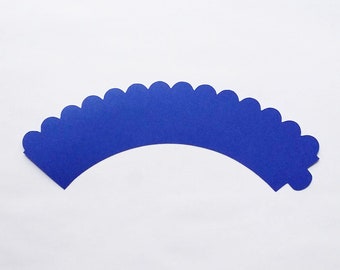 12 Royal Blue Scallop Cupcake Wrappers - One Dozen Cupcake Collars Choose Your Color/Colors Decor