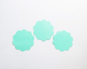 Turquoise Scalloped Circle Die Cuts - 1-4" Inch Choose Your Color/Colors Diecuts Scrapbooking Flower Scallop Craft Cards Decoration Cute