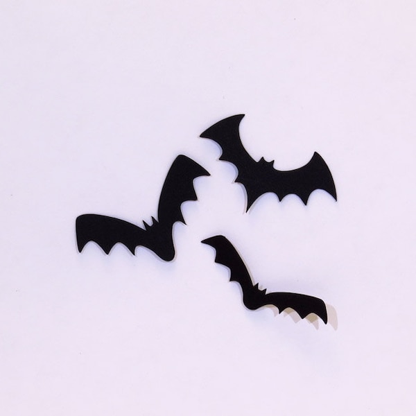 60 Black Bat Die Cuts - 3" Inch Halloween Diecuts Scrapbooking Original Design Gift Stationery Crafts Cards Table Decorations Confetti Cute