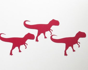 30 Red Dinosaur Die Cuts - 3" Inch Diecuts Choose Your Color/Colors Scrapbooking Jurassic Fossil T-Rex Party Craft Cards Decoration Cute