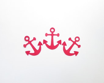 Bright Red Anchor Die Cuts - 1-3" Inch Choose Your Color/Colors Diecuts Scrapbooking Craft Cards Nautical Ocean Sea Sailor Decorations Cute