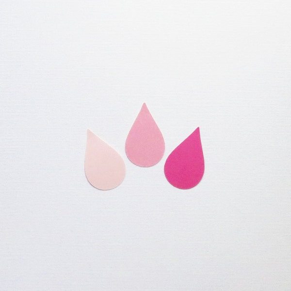 60 Pink Raindrop Die Cuts - 2" Inch Diecuts Choose Your Color/Colors Weather Nursery Baby Shower Cute Scrapbooking Craft Cards Decorations