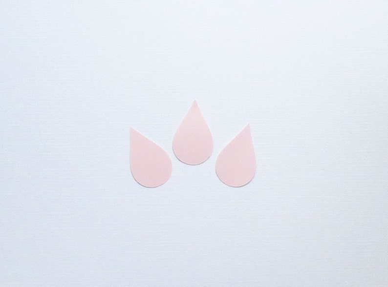 Baby Pink Raindrop Die Cuts 1-4 Inch Diecuts Choose Your Color/Colors Weather Cute Nursery Baby Shower Scrapbooking Cards Decorations image 1