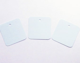 50 Ice Blue Square Die Cut Tags - 2" Inch Diecut Rounded Gift Tag Scrapbooking Original Design Stationery Cards Gift Wrapping Packaging