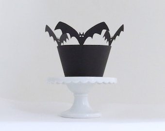 12 Bat Cupcake Wrappers - Choose Your Color/Colors One Dozen Party Liners Halloween Original Design Decor Scrapbooking Decoration Cute