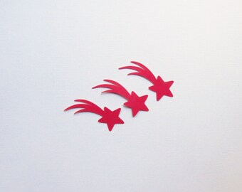 Red Shooting Star Die Cuts - 1.5-3" Inch Choose Your Color/Colors Diecuts Scrapbooking Weather Night Sky Fourth of July Cards Decoration